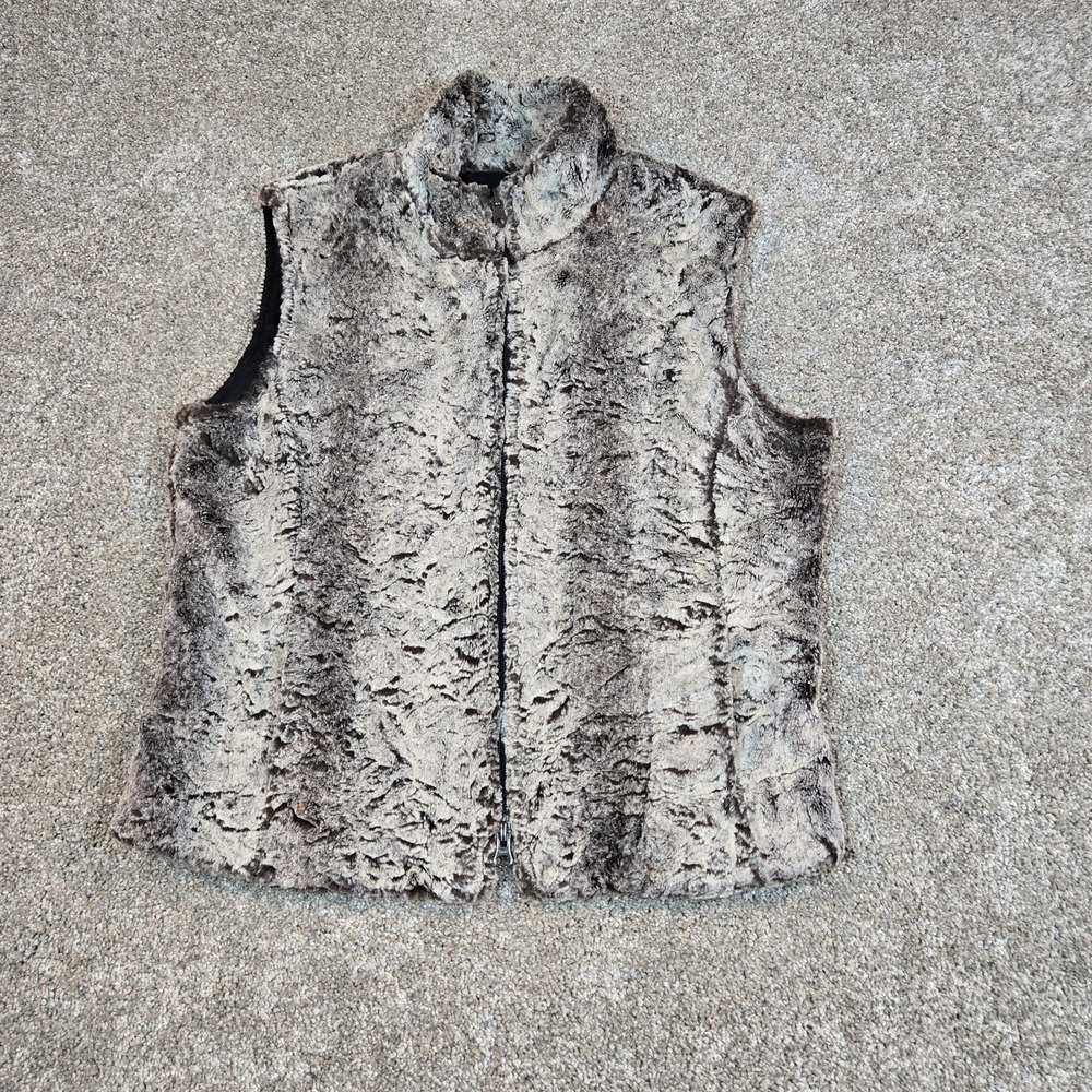 Danier Women's Gray Faux Fur vintage Womens Size small zip mock collar